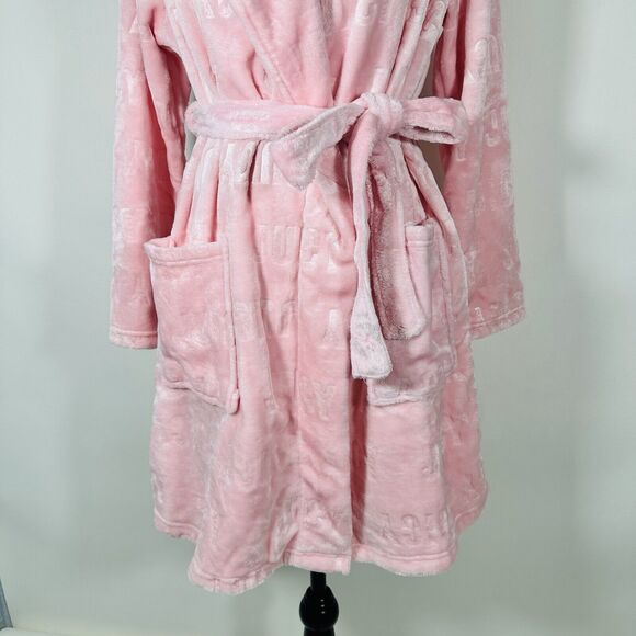 Juicy Couture Light Pink Embossed Logo Belted Plush Robe Size S/M NWT - Picture 3 of 8
